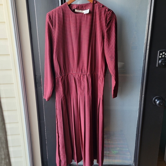 Talbots Dresses & Skirts - Vintage 1990's Talbots Midi Dress Size 6 Checkerboard Pattern Pleated A Line